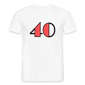 40 YEARS. 40th ANNIVERSARY. BIRTHDAY 40 YEARS. 40 - Men's T-Shirt - white - Front - AI Model Male 178 dark (178cm)