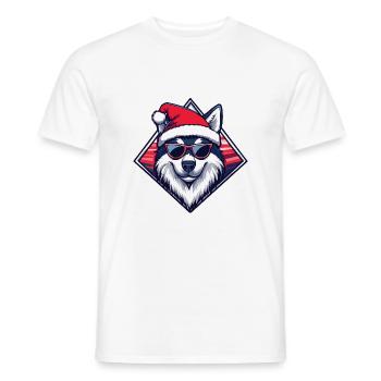 Husky chien Noël cool - T-shirt homme - blanc - Devant - AI Model Male 178 dark (178cm)