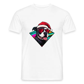 Staffordshire Bull Terrier Chien Noël - T-shirt homme - blanc - Devant - AI Model Male 178 dark (178cm)