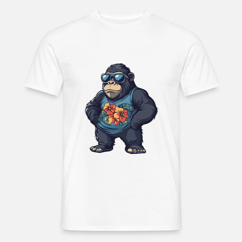 Gorilla Comic Urlaub - Männer T-Shirt - Weiß