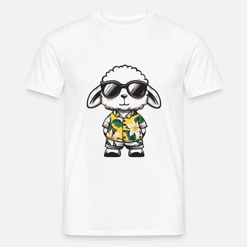 Schaf Comic Urlaub - Männer T-Shirt - Weiß