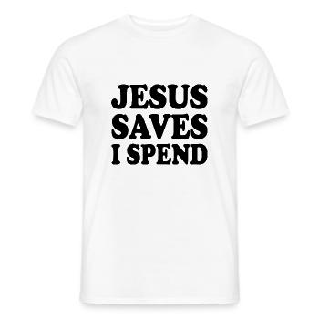 jesus saves i spend - T-shirt homme - blanc - Devant - AI Model Male 178 dark (178cm)