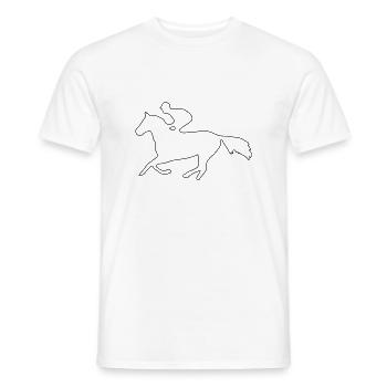 Cheval de trot avec jockey galopant une ligne - T-shirt homme - blanc - Devant - AI Model Male 178 dark (178cm)