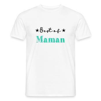 FÊTE DES MÈRES. BONNE FÊTE MAMAN. MAMAN. FÊTE - T-shirt homme - blanc - Devant - AI Model Male 178 dark (178cm)