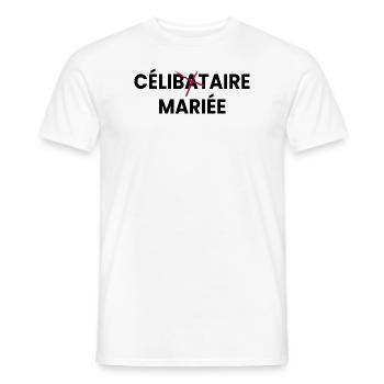Humour Célibataire Mariée - evjf - EVJF - T-shirt homme - blanc - Devant - AI Model Male 178 dark (178cm)