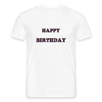 JOYEUX ANNIVERSAIRE. HAPPY BIRTHDAY. ANNIVERSAIRE. - T-shirt homme - blanc - Devant - AI Model Male 178 dark (178cm)
