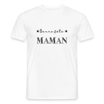 MAMAN. FÊTE DES MÈRES. BONNE FÊTE MAMAN. FÊTE - T-shirt homme - blanc - Devant - AI Model Male 178 dark (178cm)