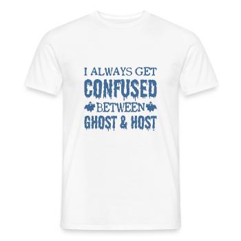 Paranormal Investigator Confused Ghost & Host - Männer T-Shirt - Weiß - Vorne - AI Model Male 178 dark (178cm)