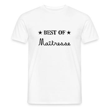 MAÎTRESSE. MAITRE. MERCI. MERCI MAÎTRESSE. ECOLE - T-shirt homme - blanc - Devant - AI Model Male 178 dark (178cm)