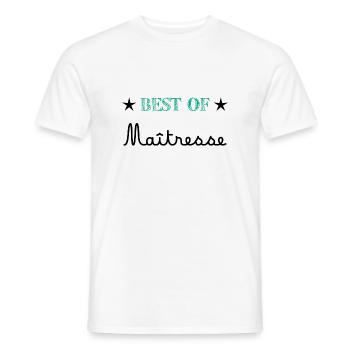 MAÎTRESSE. MAITRE. MERCI. MERCI MAÎTRESSE. ECOLE - T-shirt homme - blanc - Devant - AI Model Male 178 dark (178cm)