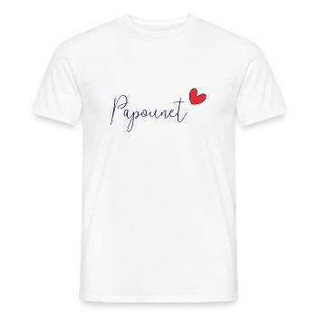 PAPOUNET. BONNE FÊTE PAPA. PAPA. FÊTE DES PÈRES - T-shirt homme - blanc - Devant - AI Model Male 178 dark (178cm)