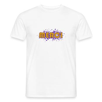 MERCI. MAÎTRESSE. MAÎTRE. MERCI MAÎTRESSE - T-shirt homme - blanc - Devant - AI Model Male 178 dark (178cm)