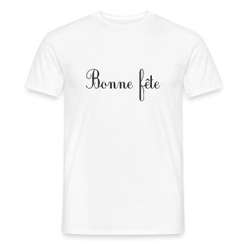 FÊTE DES PÈRES. BONNE FÊTE PAPA. PAPA. BONNE FÊTE - T-shirt homme - blanc - Devant - AI Model Male 178 dark (178cm)