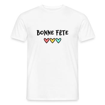 FÊTE DES MÈRES. BONNE FÊTE MAMAN. MAMAN. FÊTE - T-shirt homme - blanc - Devant - AI Model Male 178 dark (178cm)