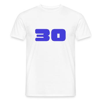 30. 30 YEARS. 30TH ANNIVERSARY. BIRTHDAY 30 YEARS. - Men's T-Shirt - white - Front - AI Model Male 178 dark (178cm)