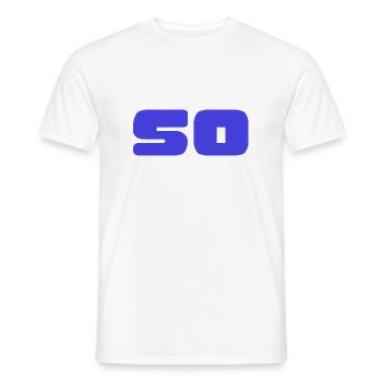 50. 50 YEARS. 50th ANNIVERSARY. BIRTHDAY 50 YEARS. - Men's T-Shirt - white - Front - AI Model Male 178 dark (178cm)