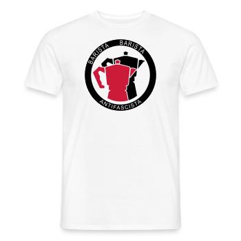 Barista Baristia Antifascista - Coffee for the Left - Men's T-Shirt - white - Front - AI Model Male 178 dark (178cm)