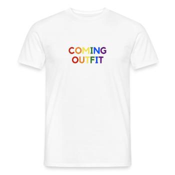 Coming Out Schwul Lesbisch Bi LGBT Regenbogen - Männer T-Shirt - Weiß - Vorne - AI Model Male 178 dark (178cm)