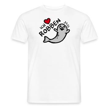 Funny seal I love seals Naughty gift - Men's T-Shirt - white - Front - AI Model Male 178 dark (178cm)
