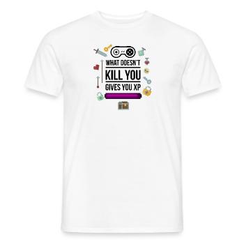 Gamer Nerd Addicted Gambling Level up Gift Game - Men's T-Shirt - white - Front - AI Model Male 178 dark (178cm)