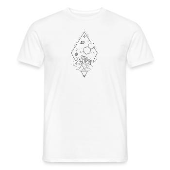 Mountains in space in diamonds and planets - Men's T-Shirt - white - Front - AI Model Male 178 dark (178cm)