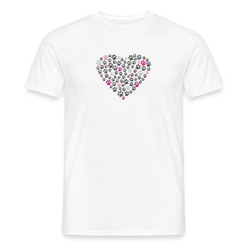 Dog paws love heart - Men's T-Shirt - white - Front - AI Model Male 178 dark (178cm)