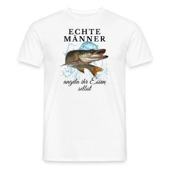 Echte MÄNNER angeln ihr Essen selbst - Angler Fisc - Männer T-Shirt - Weiß - Vorne - AI Model Male 178 dark (178cm)
