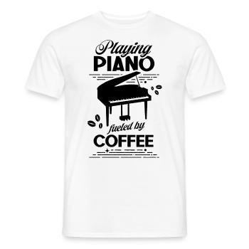 Klavierspielen Angetrieben Durch Kaffee Klavier - Männer T-Shirt - Weiß - Vorne - AI Model Male 178 dark (178cm)