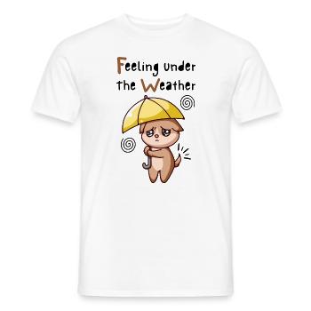 Feeling Under The Weather. Cat With Umbrella. - Men's T-Shirt - white - Front - AI Model Male 178 dark (178cm)