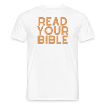 Lisez votre Bible - Citation chrétienne - T-shirt homme - blanc - Devant - AI Model Male 178 dark (178cm)