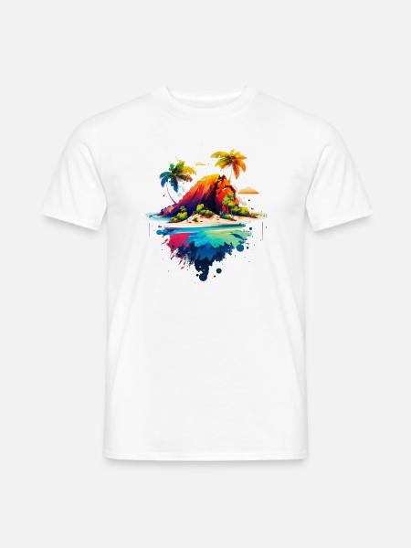 Beautiful Island Illustration | Südsee Insel - Männer T-Shirt - Weiß