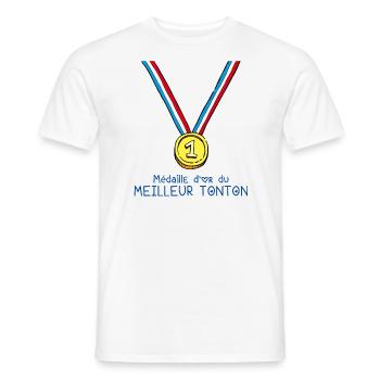 T-shirt Médaille d'or du meilleur tonton - T-shirt homme - blanc - Devant - AI Model Male 178 dark (178cm)