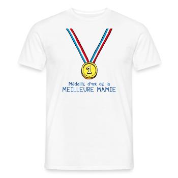 T-shirt Médaille d'or de la meilleure mamie - T-shirt homme - blanc - Devant - AI Model Male 178 dark (178cm)
