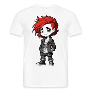Jolie fille punk aux cheveux roux - T-shirt homme - blanc - Devant - AI Model Male 178 dark (178cm)