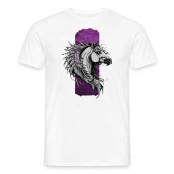 Whimsical Elegance: Pink Feathered Horse - Men's T-Shirt - white - Front - AI Model Male 178 dark (178cm)