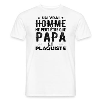 Ein richtiger Mann ist nur Papa und Stuckateur - Männer T-Shirt - Weiß - Vorne - AI Model Male 178 dark (178cm)