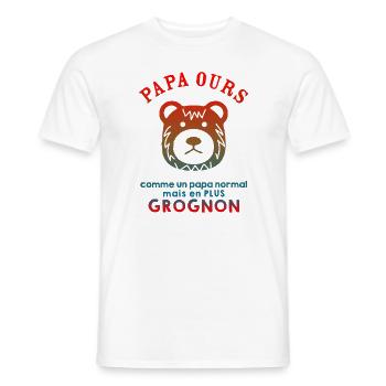 papa ours, comme un papa normal, en plus grognon - T-shirt homme - blanc - Devant - AI Model Male 178 dark (178cm)
