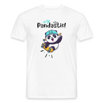 Pandastic Panda on Skateboard. - Men's T-Shirt - white - Front - AI Model Male 178 dark (178cm)