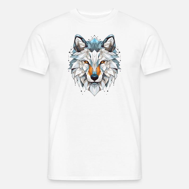 Wolf Geometrisch - Männer T-Shirt - Weiß