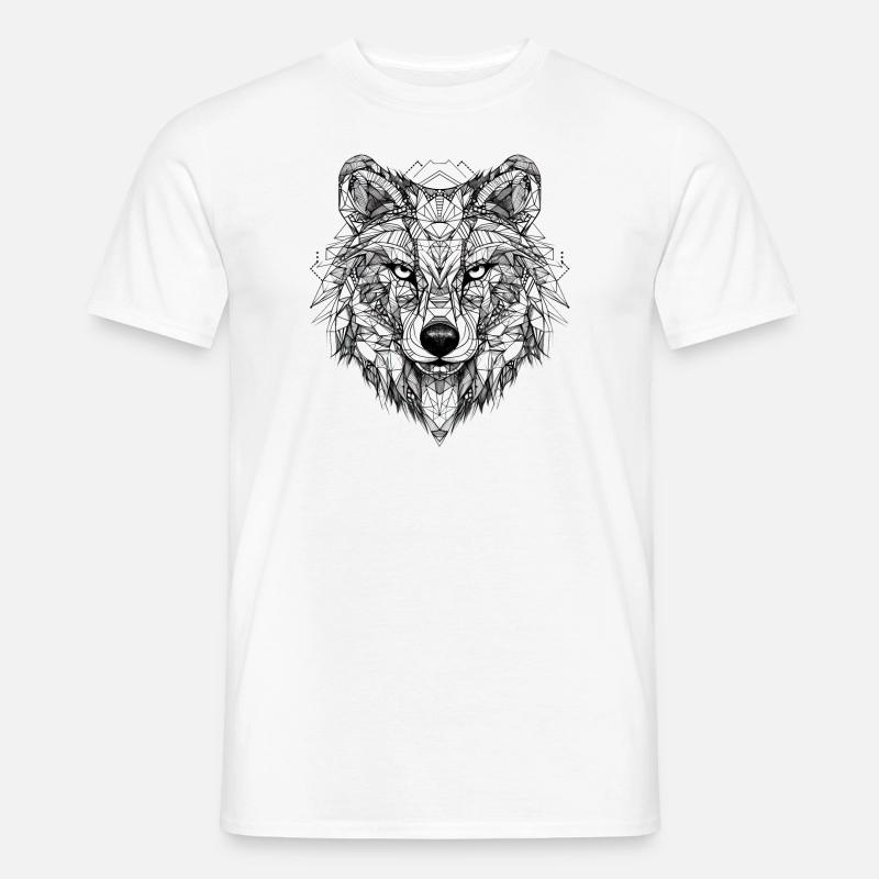 Wolf Geometrisch - Männer T-Shirt - Weiß