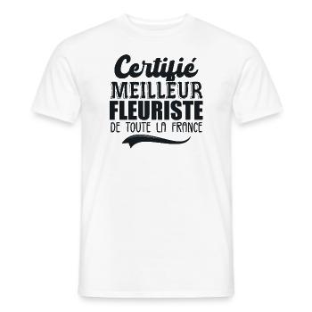 Certifié Meilleur Fleuriste De Toute La France - T-shirt homme - blanc - Devant - AI Model Male 178 dark (178cm)