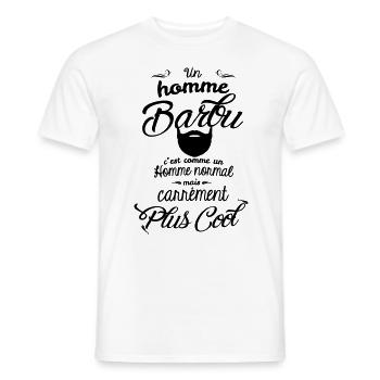 Un homme barbu c'est carrément plus cool - T-shirt homme - blanc - Devant - AI Model Male 178 dark (178cm)