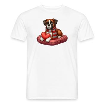 Chien boxer portant une écharpe - T-shirt homme - blanc - Devant - AI Model Male 178 dark (178cm)