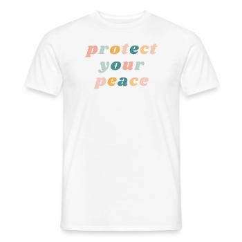 Protect Your Peace - Happy Colorful Vibe Christian - Men's T-Shirt - white - Front - AI Model Male 178 dark (178cm)