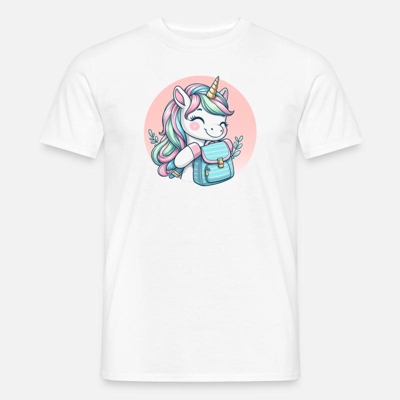 Süßes Einhorn Schulkind - Männer T-Shirt - Weiß