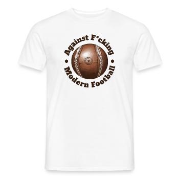 Contre le de football moderne Soccer oldschool - T-shirt homme - blanc - Devant - AI Model Male 178 dark (178cm)