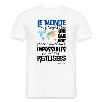 Citation Positive Le Monde a progressé - T-shirt homme - blanc - Devant - AI Model Male 178 dark (178cm)