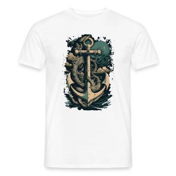 Anker Wellen Tau stürmisches Meer Seemann Schiff - Männer T-Shirt - Weiß - Vorne - AI Model Male 178 dark (178cm)