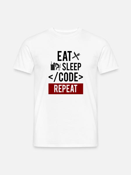 Eat Sleep Code Repeat T-Shirt - Männer T-Shirt - Weiß
