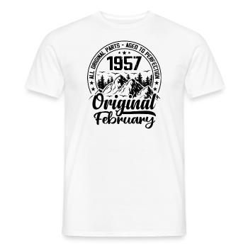 1957 février Original : 67 Ans cadeau Anniversaire - T-shirt homme - blanc - Devant - AI Model Male 178 dark (178cm)